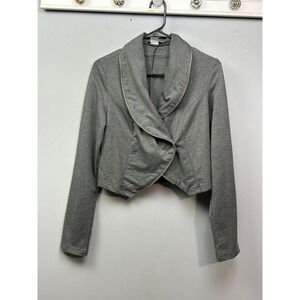 Venus Jacket Womens XS Gray Asymmetrical Zip Cropped Blazer Knit Cotton